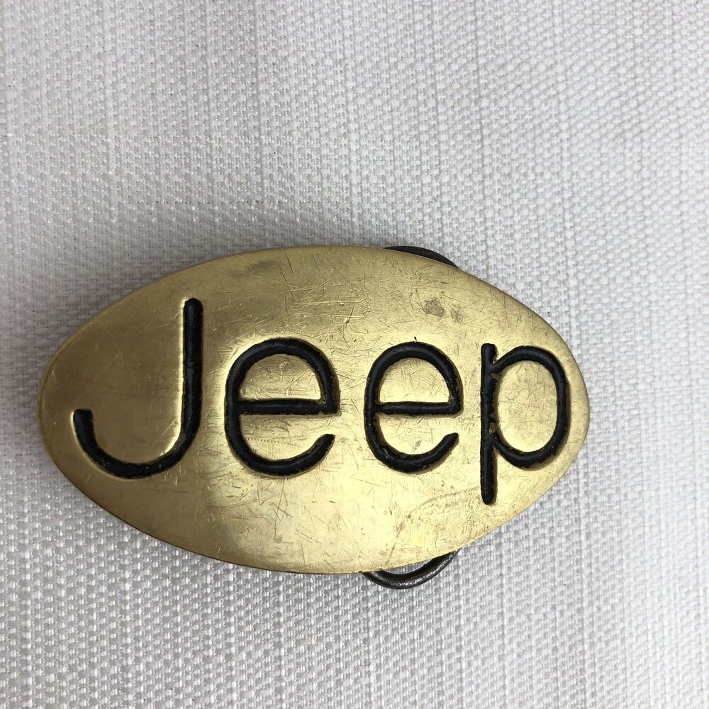 Vintage Oval Solid Brass Belt Buckle JEEP